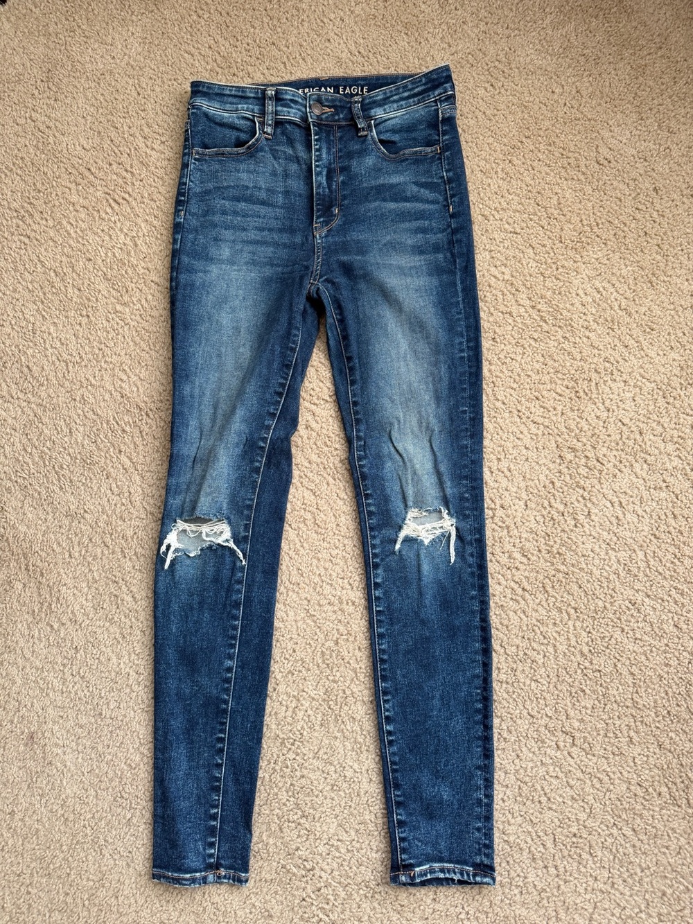 American Eagle Outfitters Blue Ripped Skinny Jeans